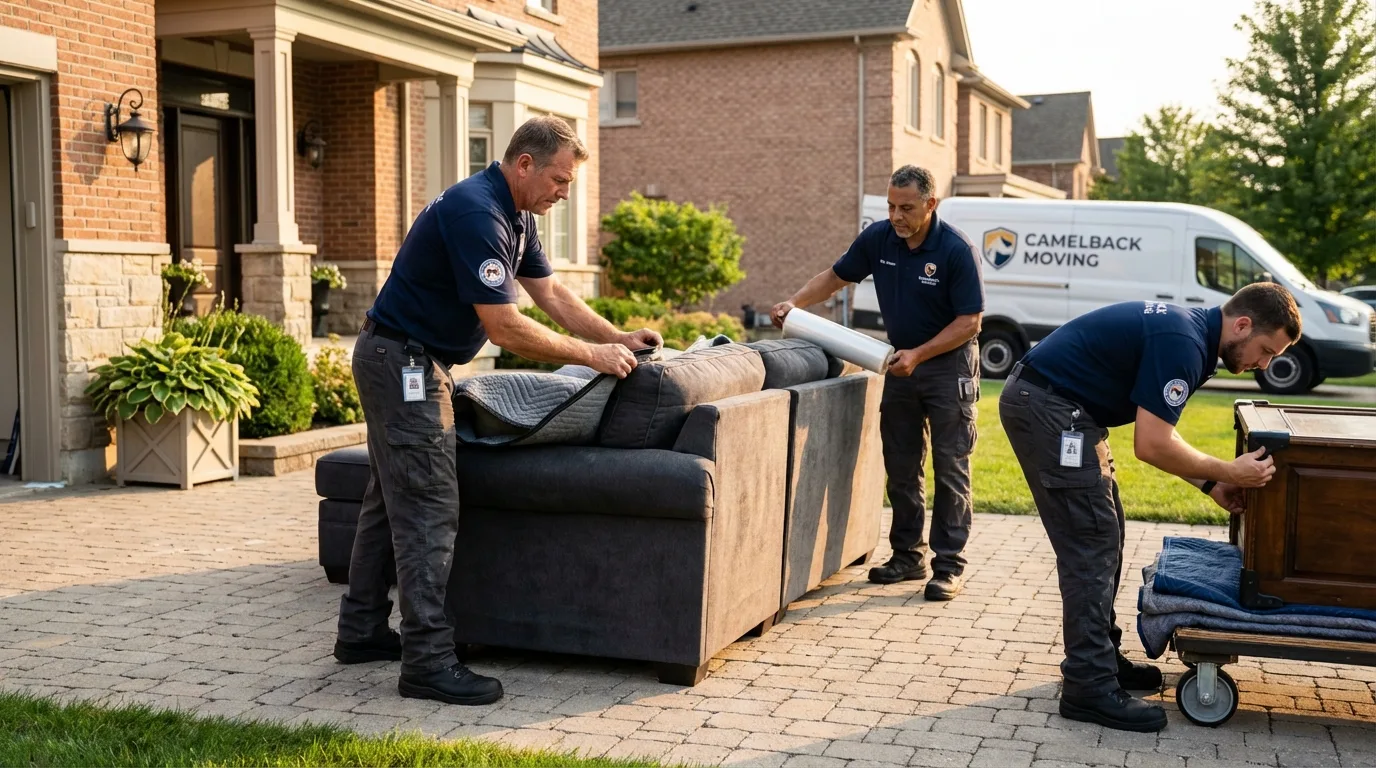 Large estate moving crew wrapping furniture in Ecorse, MI